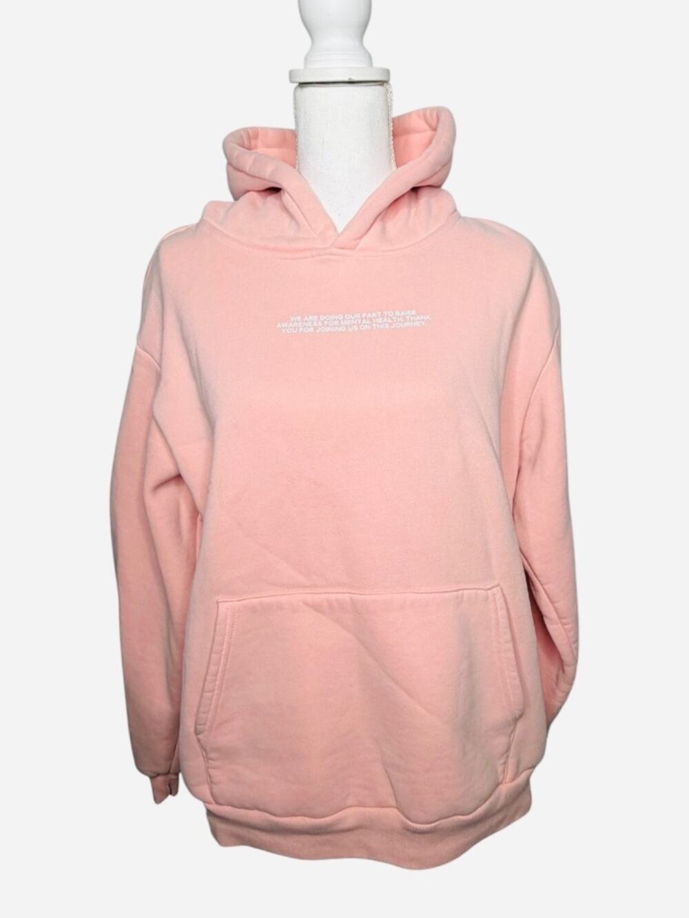 Happy Camp3r Gratitude Hoodie Sweatshirt Pullover Kangaroo Pocket M Pink